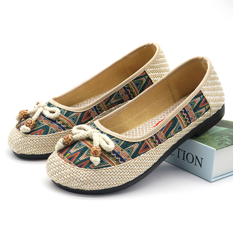 Women's Ethnic Style Embroidered Antique Soft Bottom For Canvas Shoes Newgew
