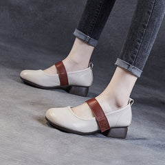 Women Soft Leather Casual Mary Jane Shoes Newgew Shoes