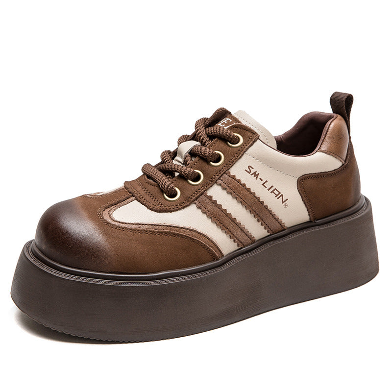 Women Minimalist Patchwork Leather Flat Casual Shoes Newgew Shoes