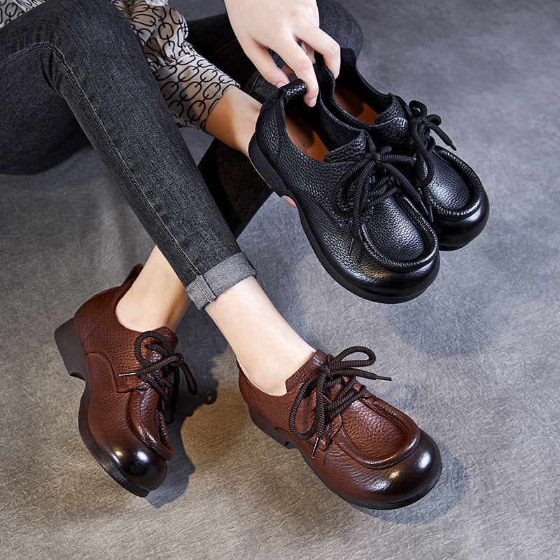 Women Retro Soft Leather Handmade Casual Shoes Newgew Shoes