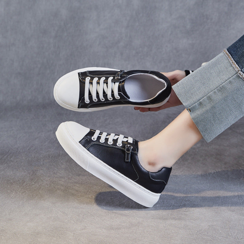 Women Minimalist Leather Comfort Flat Casual Shoes Newgew Shoes