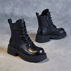 Women Minimalist Soft Leather Thick Soled Boots Newgew Shoes