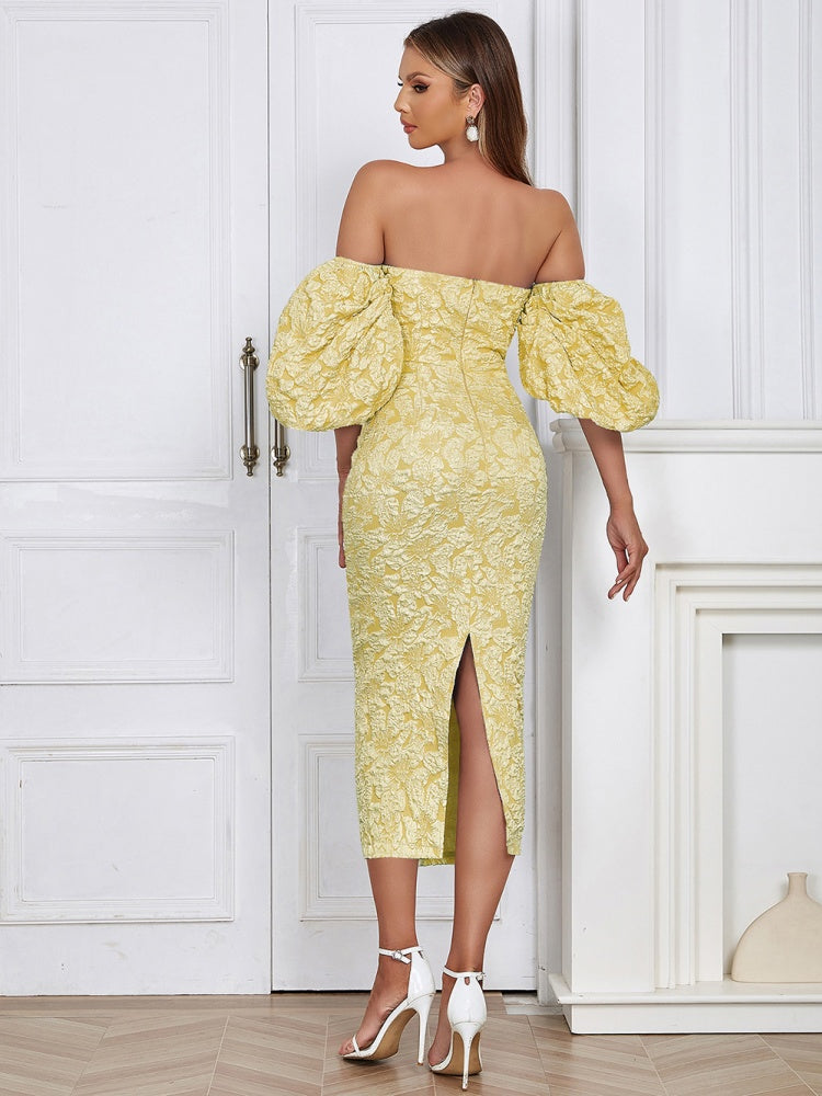 Strapless Vintage Puff Sleeve Dress Newgew Dresses