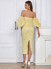 Strapless Vintage Puff Sleeve Dress Newgew Dresses