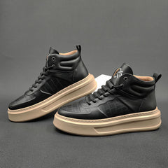 Men Minimalist Leather High Top Flat Casual Shoes Newgew Shoes