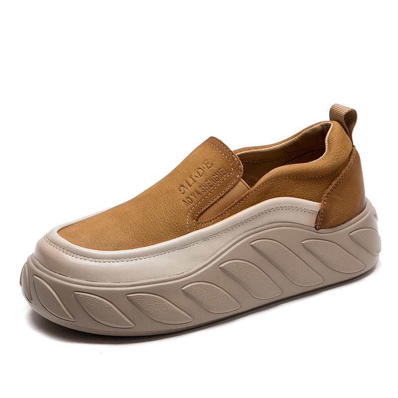 Women Spring Minimalist Leather Thick Soled Casual Shoes Newgew Shoes