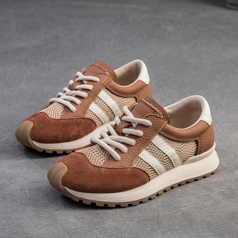Women Fashion Leather Breathable Mesh Casual Shoes Newgew Shoes