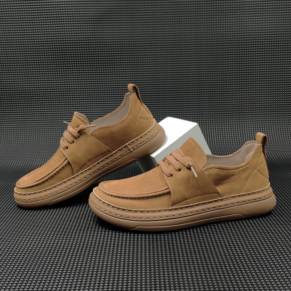 Men Minimalist Solid Leather Flat Casual Shoes Newgew Shoes