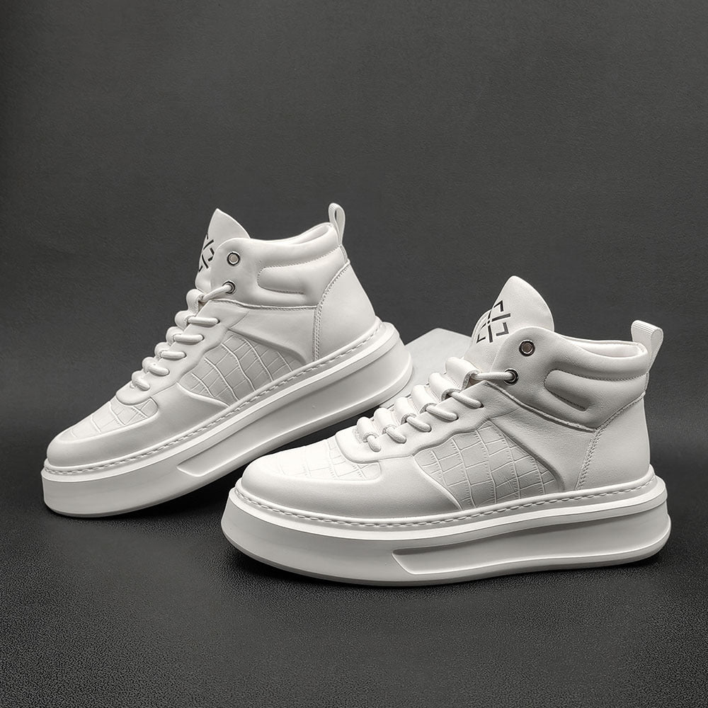 Men Minimalist Leather High Top Flat Casual Shoes Newgew Shoes