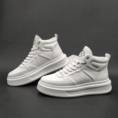 Men Minimalist Leather High Top Flat Casual Shoes Newgew Shoes
