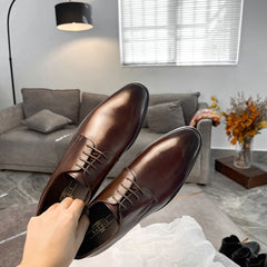 Men Classic Solid Cowhide Handmade Oxford Shoes Newgew Shoes