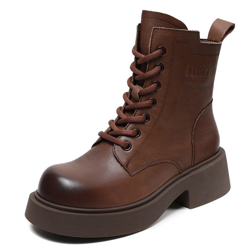 Women Minimalist Soft Leather Thick Soled Boots Newgew Shoes