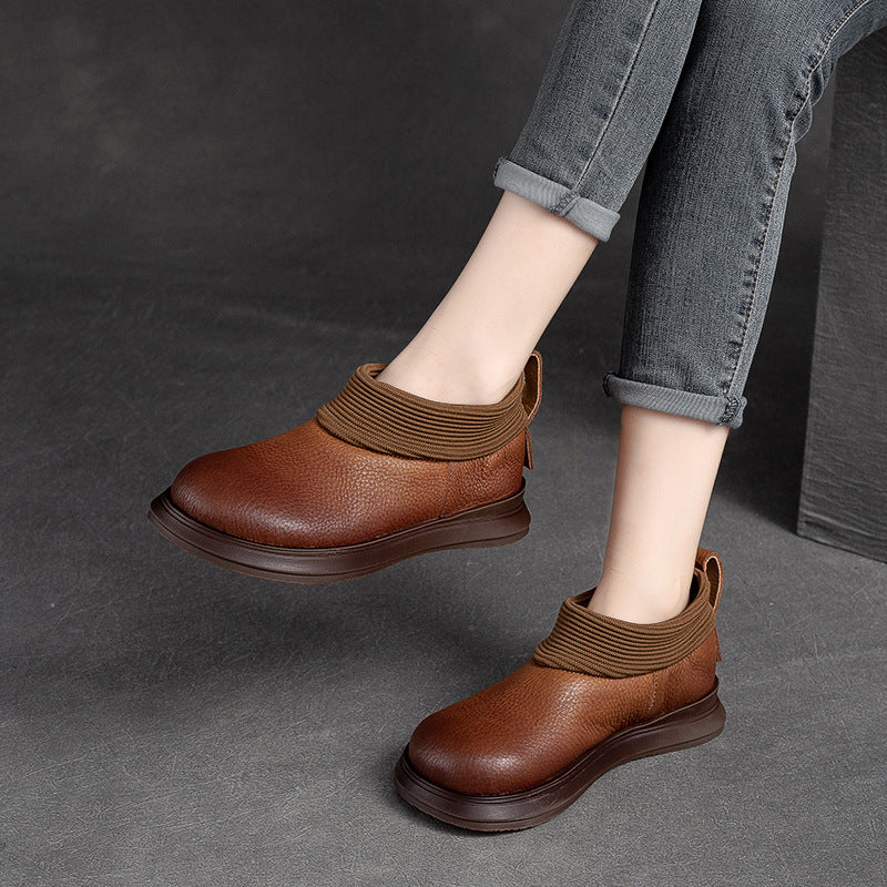 Women Retro Minimalist Leather Flat Casual Shoes Newgew Shoes