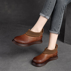 Women Retro Minimalist Leather Flat Casual Shoes Newgew Shoes