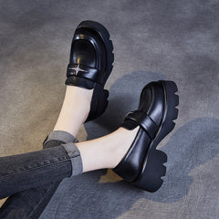 Women Retro Leather Platform Casual Loafers Newgew Shoes
