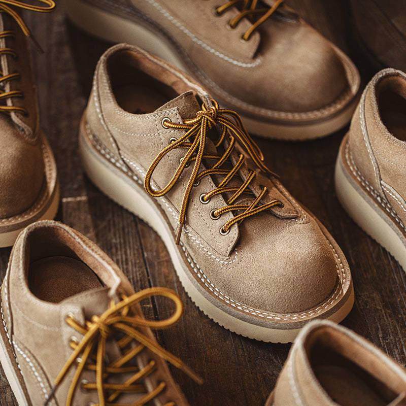 Men Retro Minimalist Cowhide Suede Casual Work Shoes Newgew Shoes