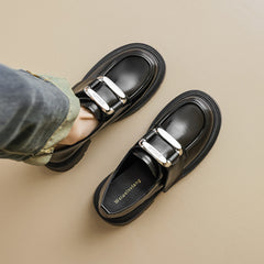 Women Fashion Glossy Velcro Tape Platform Loafers Newgew Shoes