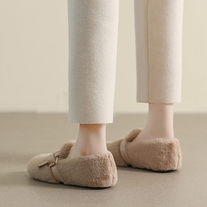 Women Soft Flat Home Casual Fur Shoes Newgew Shoes
