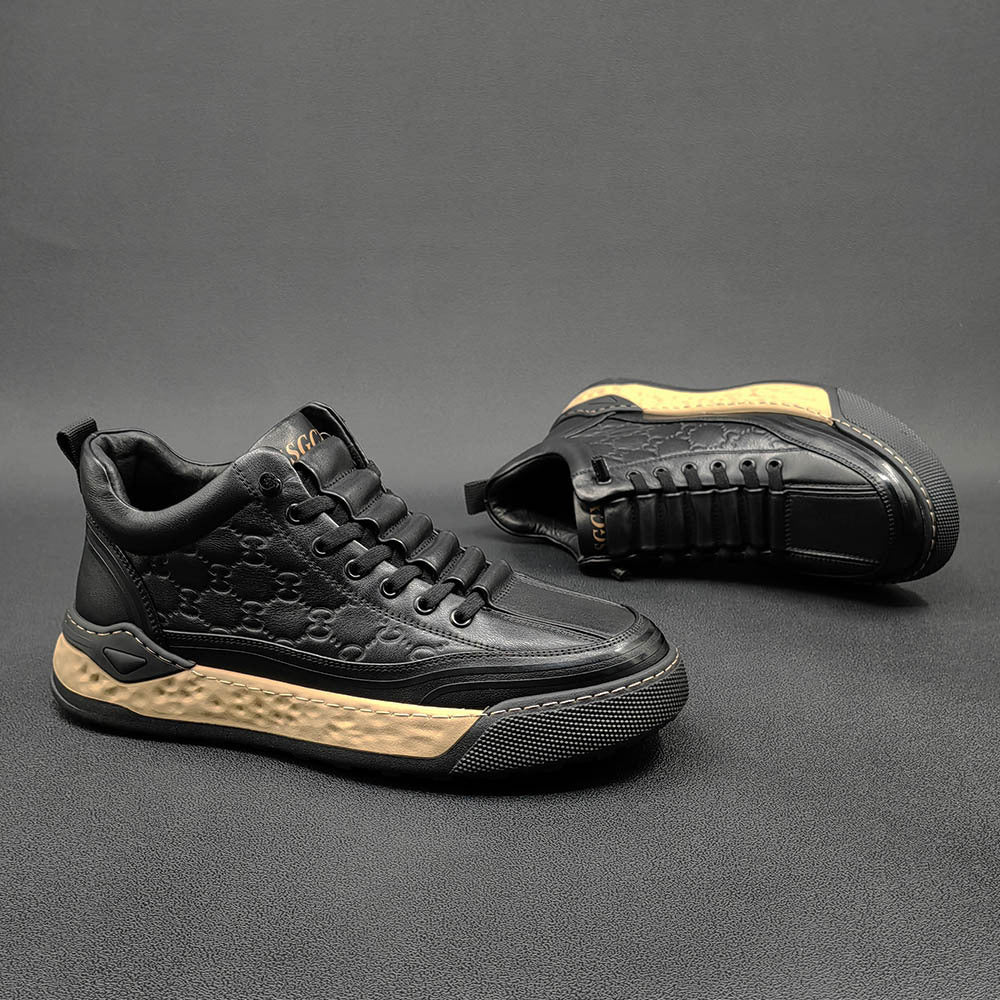 Men Stylish Figured Leather Slip-on Casual Shoes Newgew Shoes