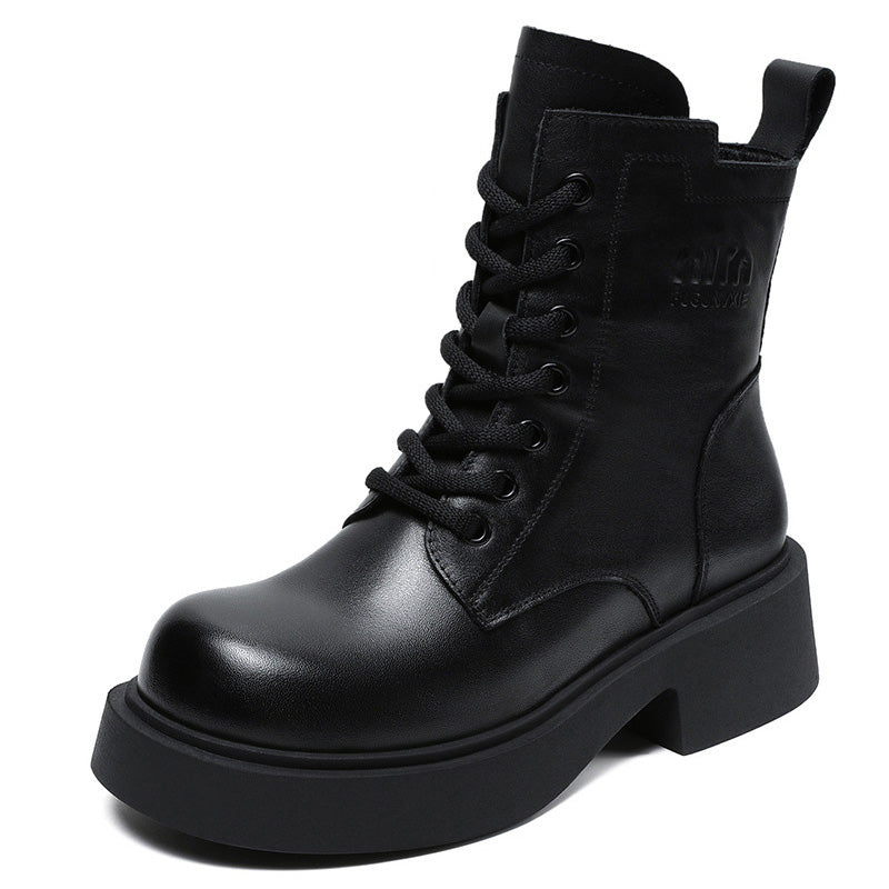 Women Minimalist Soft Leather Thick Soled Boots Newgew Shoes