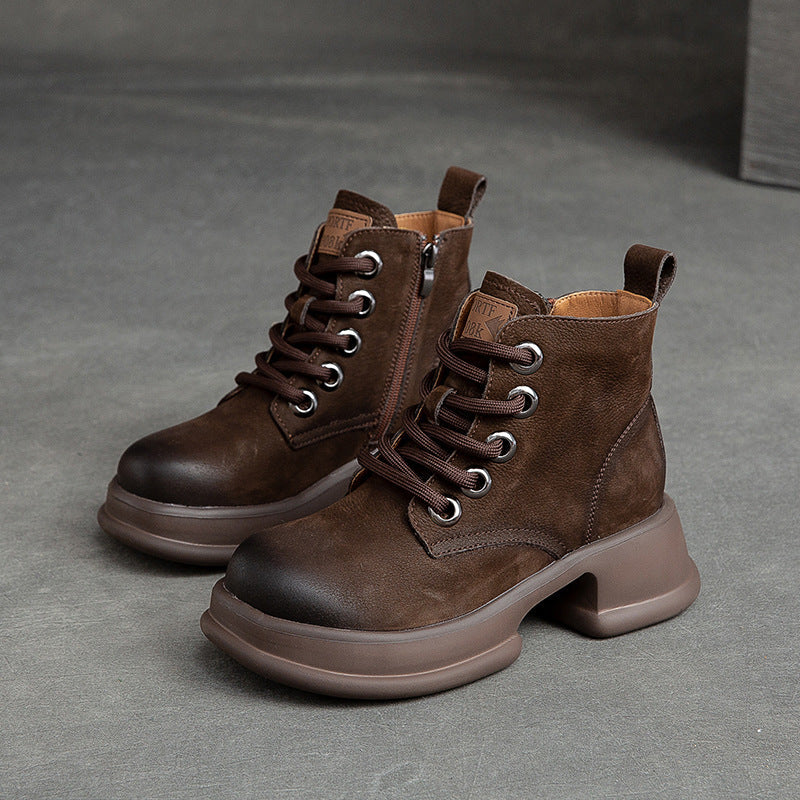 Women Autumn Retro Chunky Platform Combat Boots Newgew Shoes