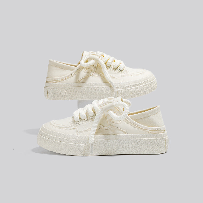 Women's Breathable Two-way White Slip-on Lazy Step-on Canvas Shoes Newgew