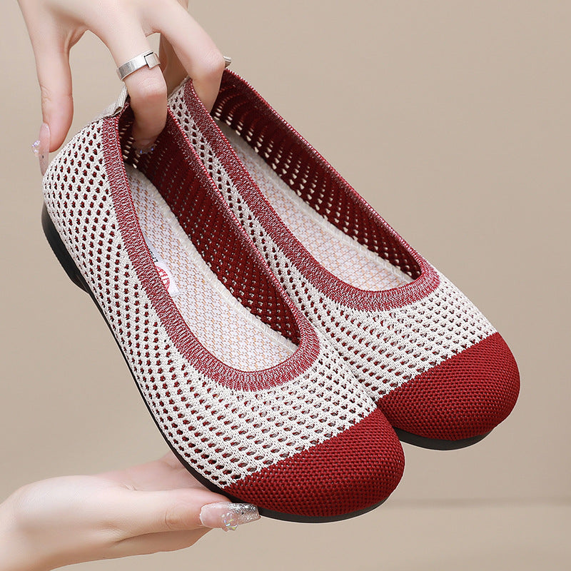 Women's Cloth Summer Breathable Hollowed Slip-on Soft Canvas Shoes Newgew