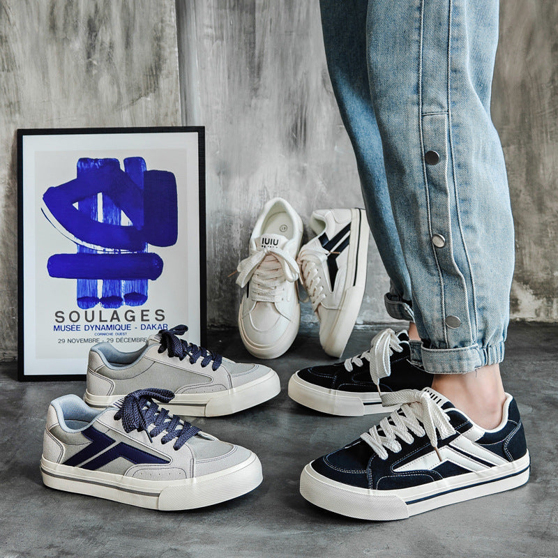 Men Fashion Patchwork Canvas Casual Skate Shoes Newgew Shoes
