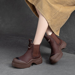 Women Minimalist Patchwork Leather Furred Winter Boots Newgew Shoes