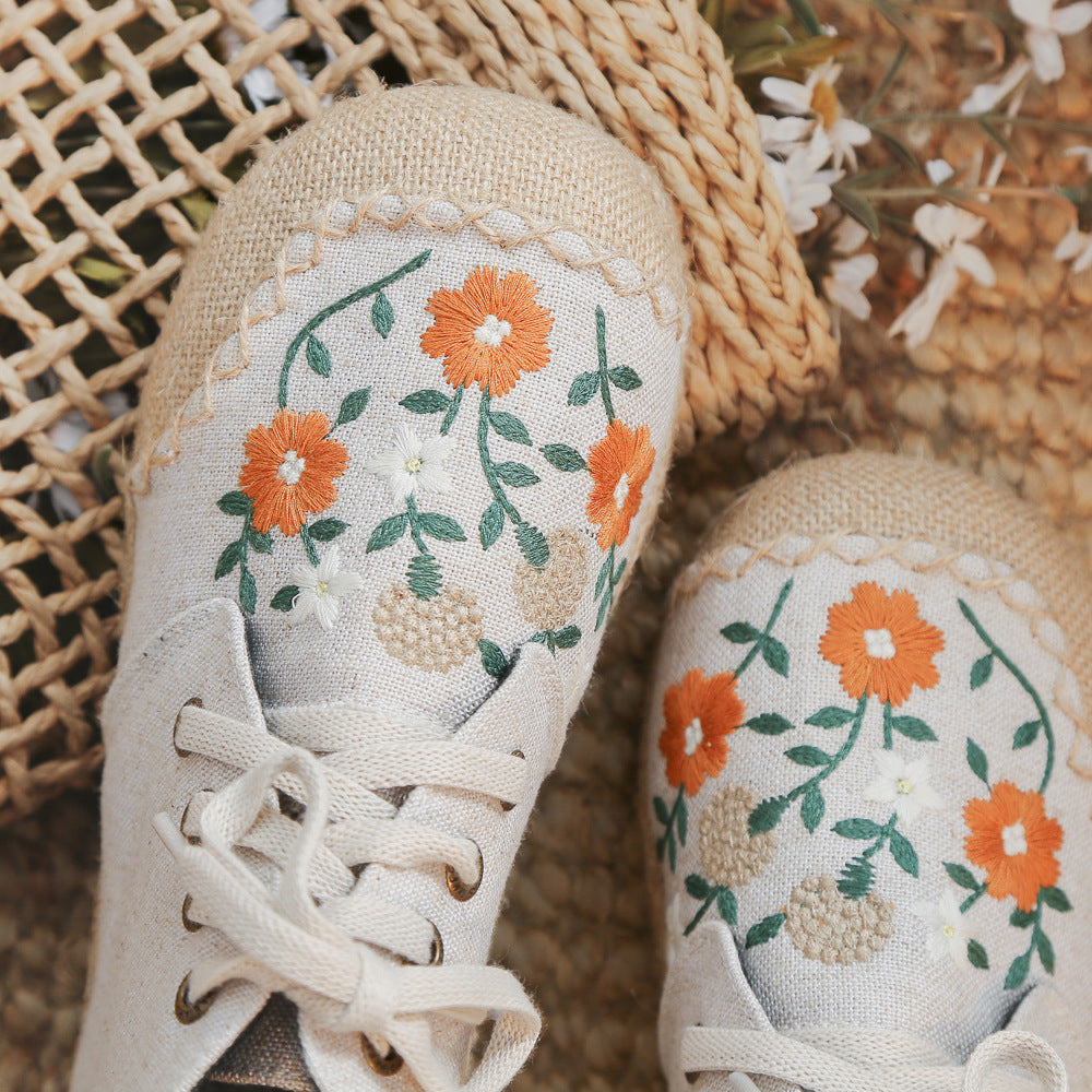 Linen Ethnic Style Middle Top Stitching Canvas Shoes Newgew