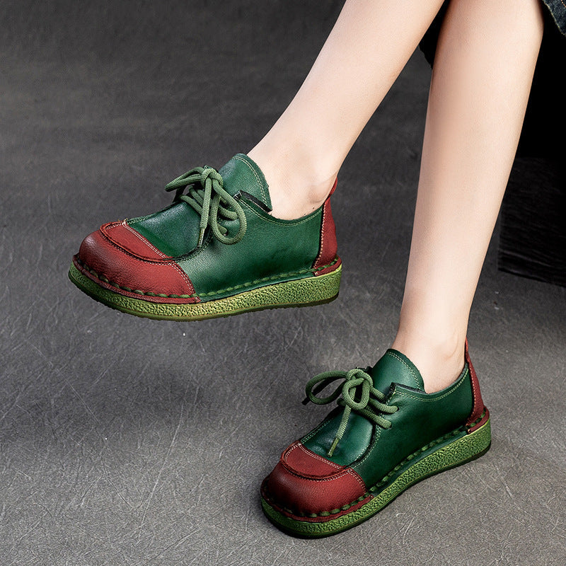 Women Retro Leather Flat Soft Casual Shoes Newgew Shoes
