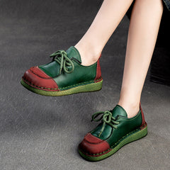Women Retro Leather Flat Soft Casual Shoes Newgew Shoes