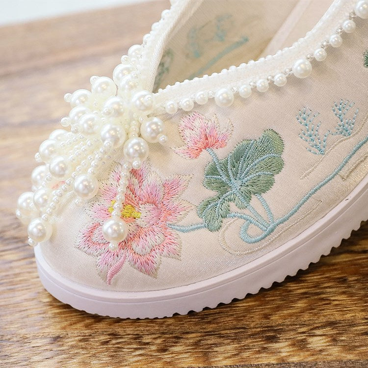 Women's Han Chinese Clothing Invisible Elevated Embroidered Antique Cloth Ancient Canvas Shoes Newgew