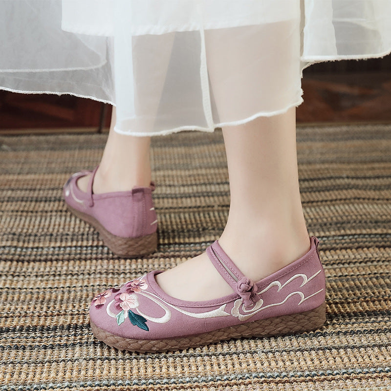 Women's Traditional Embroidered Female Han Costume Canvas Shoes Newgew