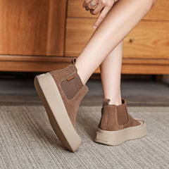 Women Retro Casual Leather Flat Ankle Boots Newgew Shoes