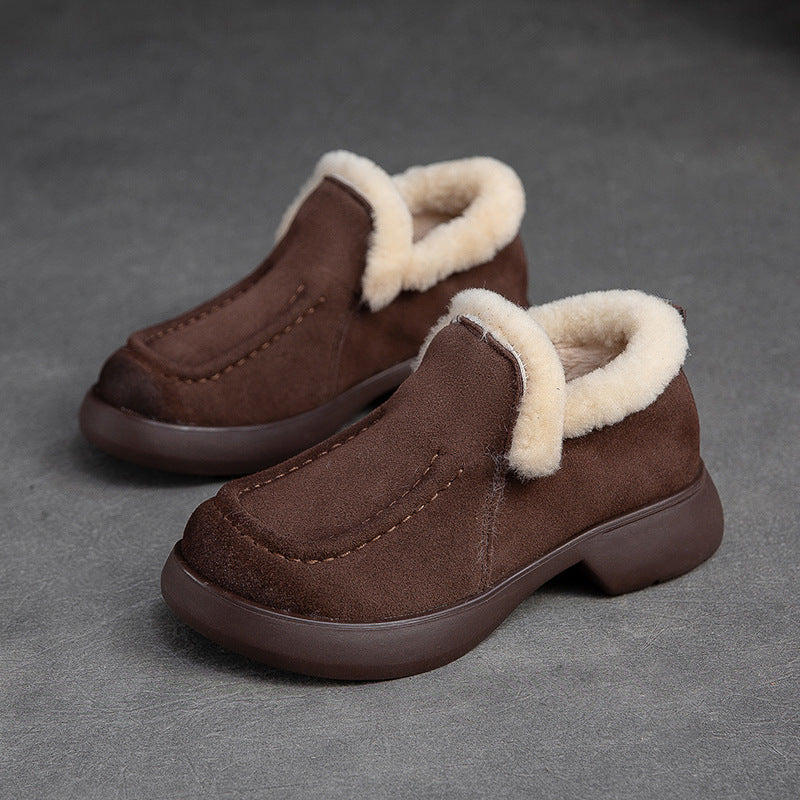 Women Retro Minimalist Thick Soled Furred Casual Shoes Newgew Shoes