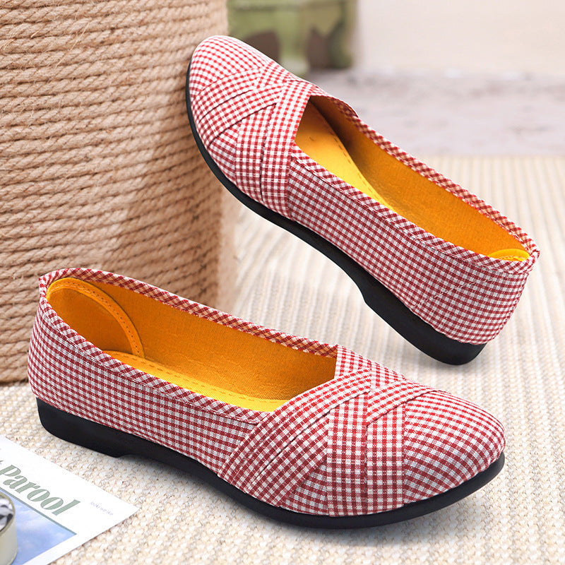 Women's Sole Ceremonial Polyurethane Old Cloth Low-cut Canvas Shoes Newgew