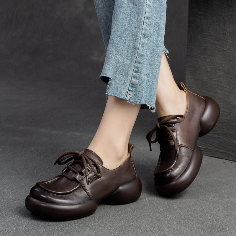 Women Retro Leather Handmade Soft Casual Shoes Newgew Shoes