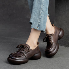 Women Retro Leather Handmade Soft Casual Shoes Newgew Shoes