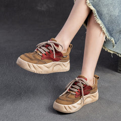 Women Retro Leather Flat Thick Soled Casual Shoes Newgew Shoes