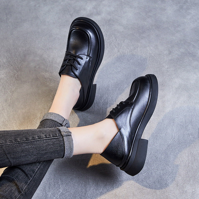 Women Retro Soft Cowhide Minimalist Casual Shoes Newgew Shoes