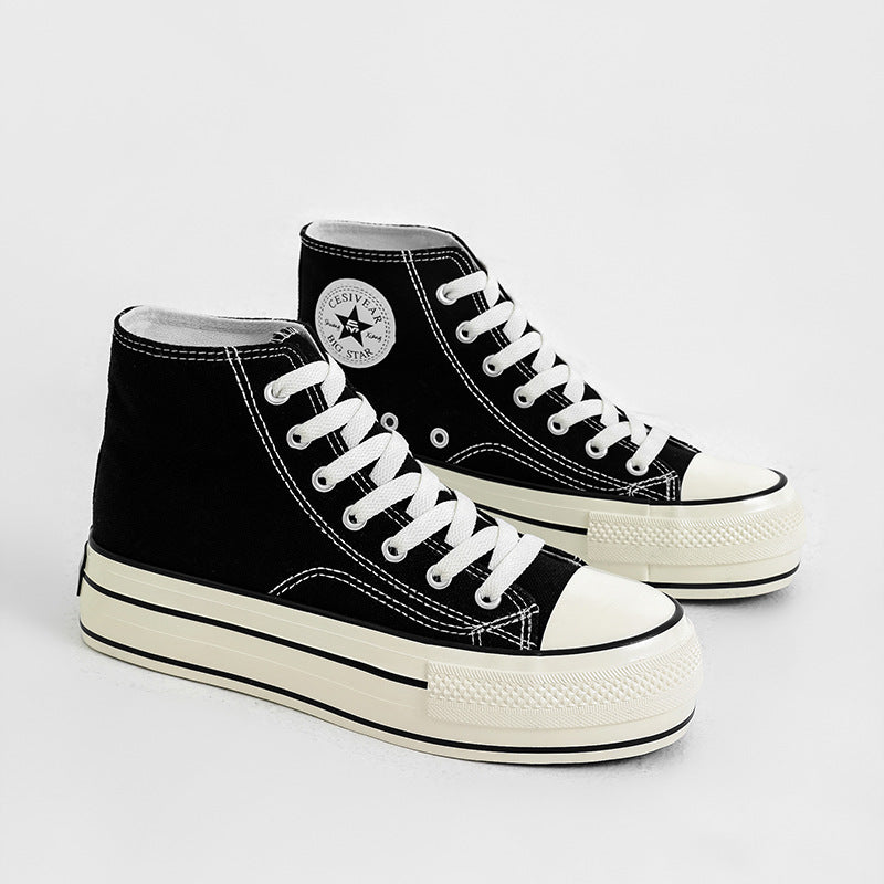 Women's High-low Top Height Increasing Classic Canvas Shoes Newgew