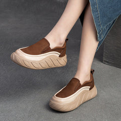 Women Spring Minimalist Leather Thick Soled Casual Shoes Newgew Shoes