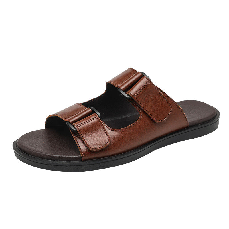 Men Summer Beach Outwear Leather Slide Sandals Newgew Shoes