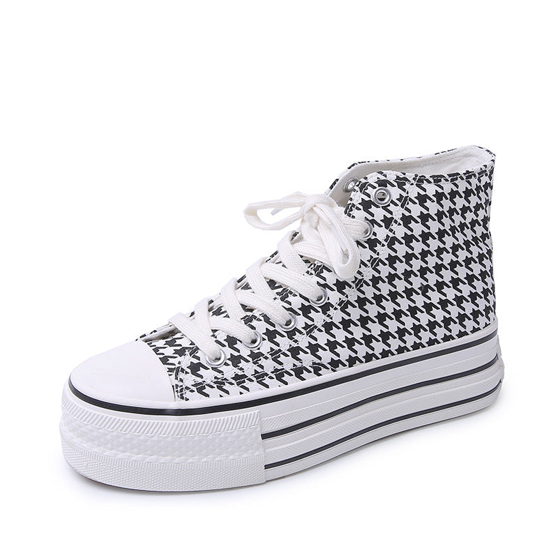 Women's Platform Trendy Heightened Easy Wear Korean Canvas Shoes Newgew