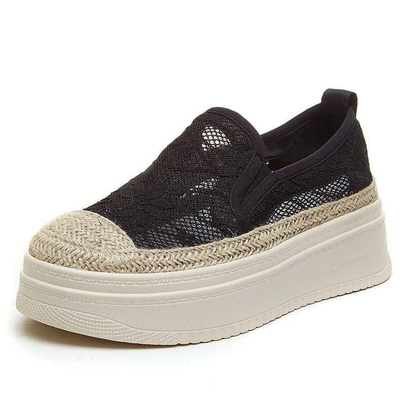 Women's Summer Platform Mesh Surface Lazy Linen Men's Shoes Newgew