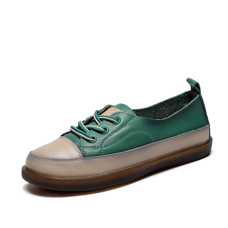 Women Retro Leather Minimalist Soft Flat Casual Shoes Newgew Shoes