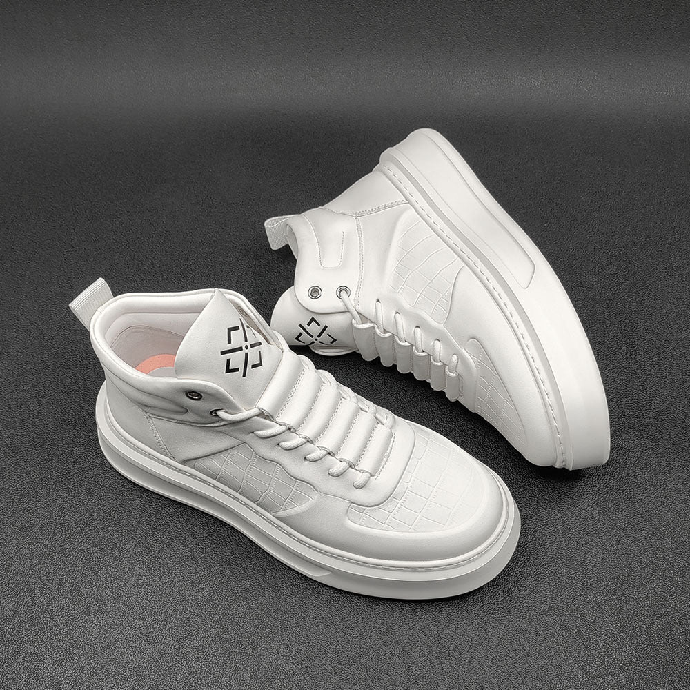 Men Minimalist Leather High Top Flat Casual Shoes Newgew Shoes