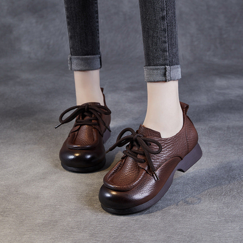 Women Retro Soft Leather Handmade Casual Shoes Newgew Shoes