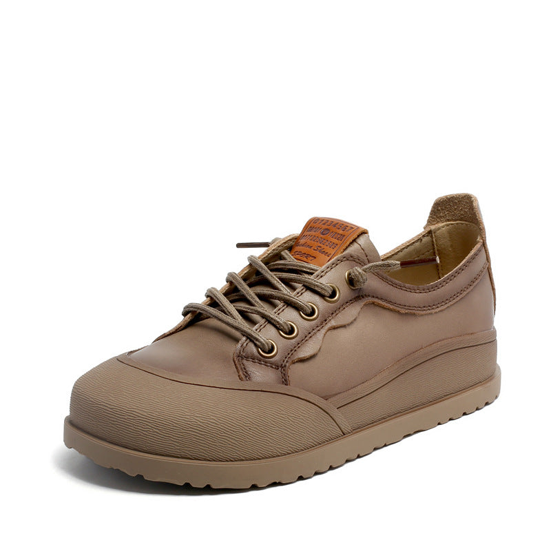 Women Retro Casual Soft Leather Thick Soled Shoes Newgew Shoes
